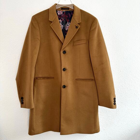 Ted Baker London Other - Ted Baker Endurance Swish Men Coat Size 42R Camel Brown Wool Cashmere Blend Long
